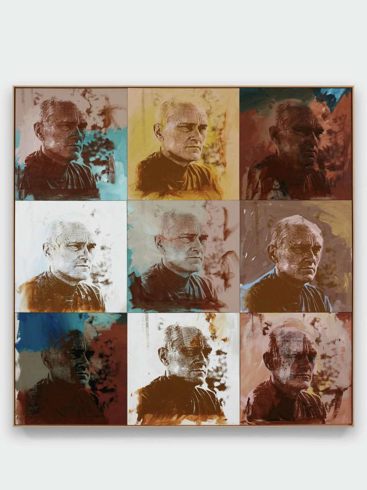 Andy Warhol's portrait of Philip Johnson hangs in the Glass House gallery.