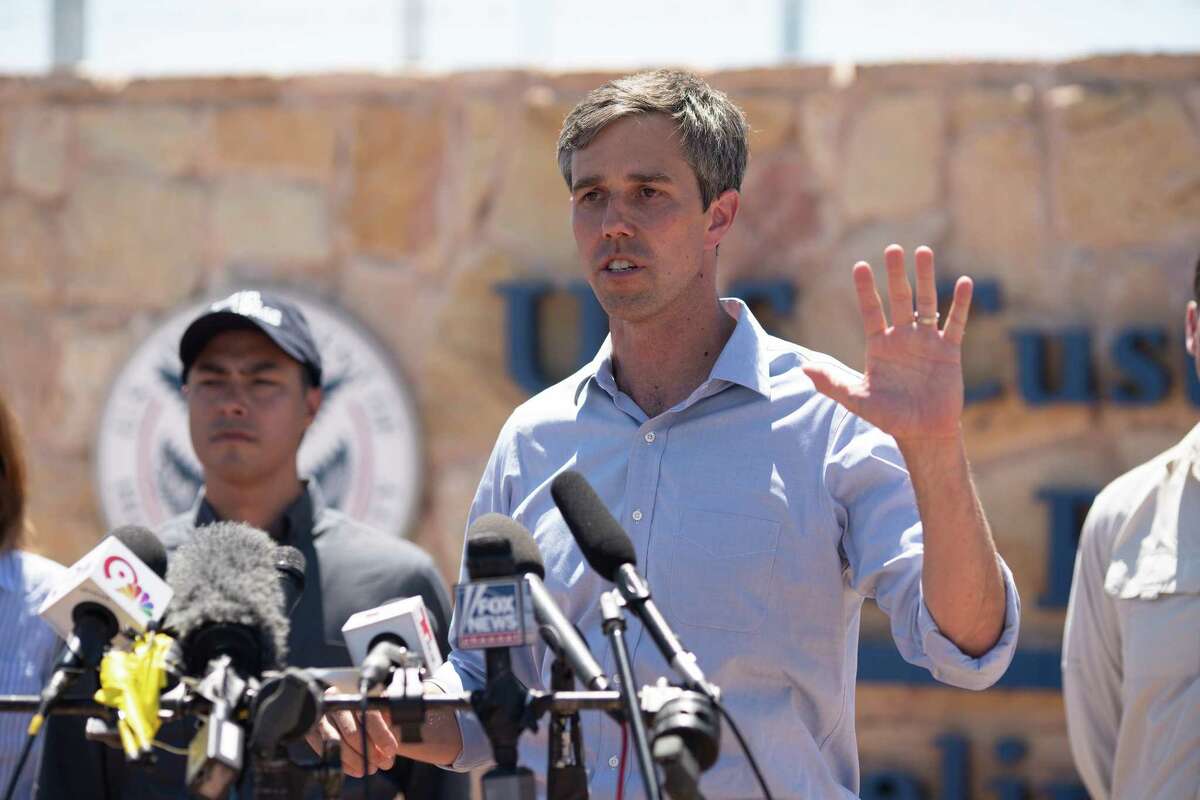 Texas Congressman Beto O'Rourke addresses the press after he and other politicians visited the tent city June 23, 2018 in Tornillo, Texas, housing immigrant children separated from their parents because of the Trump administration's zero tolerance policy. He described the conditions of the camp to be good, but that it didn't excuse the actions of the Trump adminstration. / AFP PHOTO / Paul RatjePAUL RATJE/AFP/Getty Images