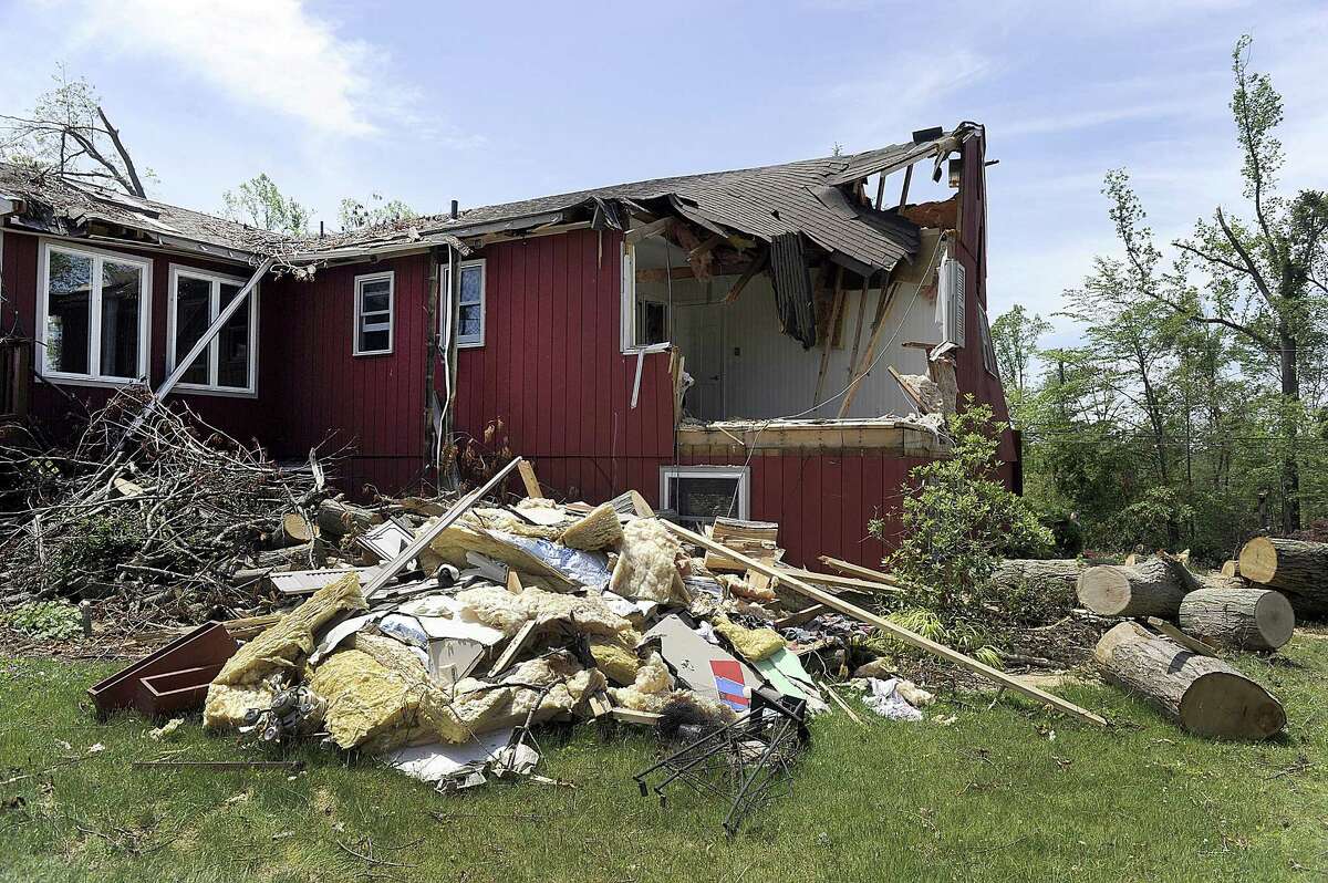 The Murphy home on Old Hemlock Drive was heavily damaged by last month's macroburst. The Federal Emergency Management Agency, Brookfield officials and U.S. Rep. Elizabeth Esty toured areas of Brookfield Monday, June 11, 2018, most heavily damaged.