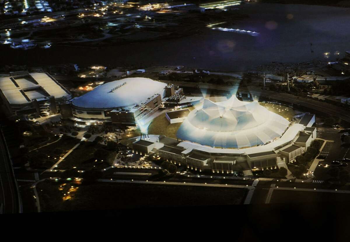 An illustration of the proposed Harbor Yard Amphitheater, a modification of the existing Harbor Yard Ballpark, as revealed during a press conference in March.