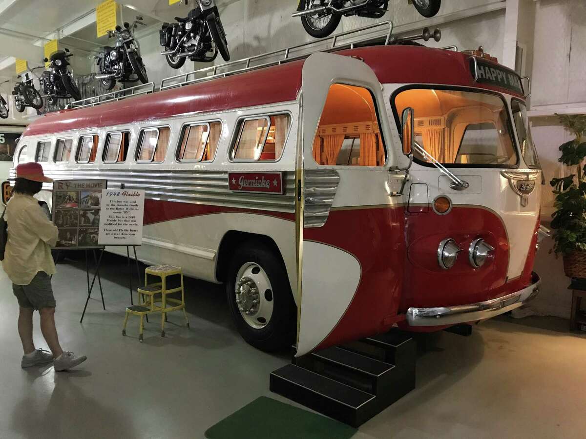 One of the most popular RVs on display at the museum in Amarillo is the one driven by Robin Williams in the 2006 film “RV,” a 1948 Flxible used for 40 years by a high school band in North Carolina that is still a popular attraction for former members.