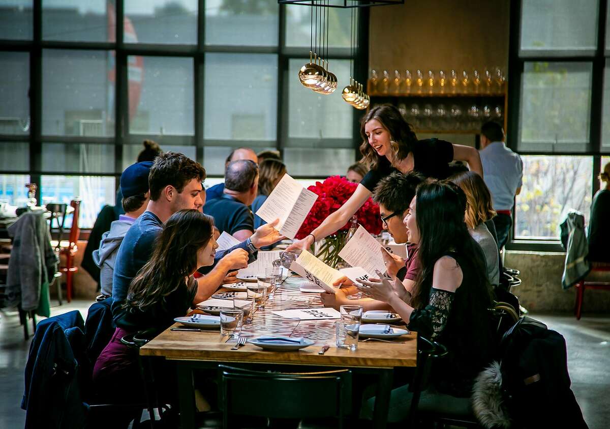 People have dinner at Che Fico in San Francisco, Calif. on May 18th, 2018.