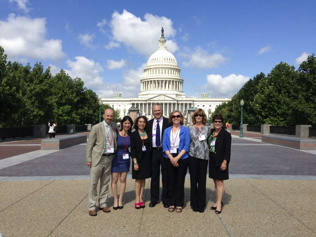 From left, Mark Pointer (of the UK chapter of Results), Sandra Eagle, Lucinda Winslow, William Baker, Ann Marie Pointer(Results UK), Phyllis Behlen and Nancy Gardiner in Washington, D.C., in 2013.