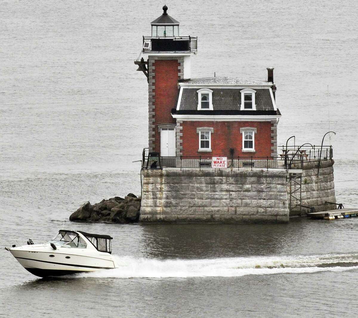 A view of the Hudson-Athens Lighthouse, looking northeast towards Hudson, as seen in 2011. The lighthouse preservation society in 2021 has received $4,000 to study its structural integrity. (Times Union file photo)