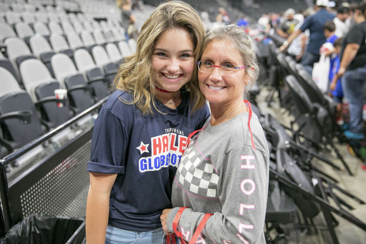Fans of all ages were in awe when they came to see The Harlem Globetrotters at the AT&T Center in San Antonio on Saturday, July 14, 2018. The showcase featured four-point shots, the largest female roster in the team's history, and plenty of antics and acrobatics for fans to enjoy.