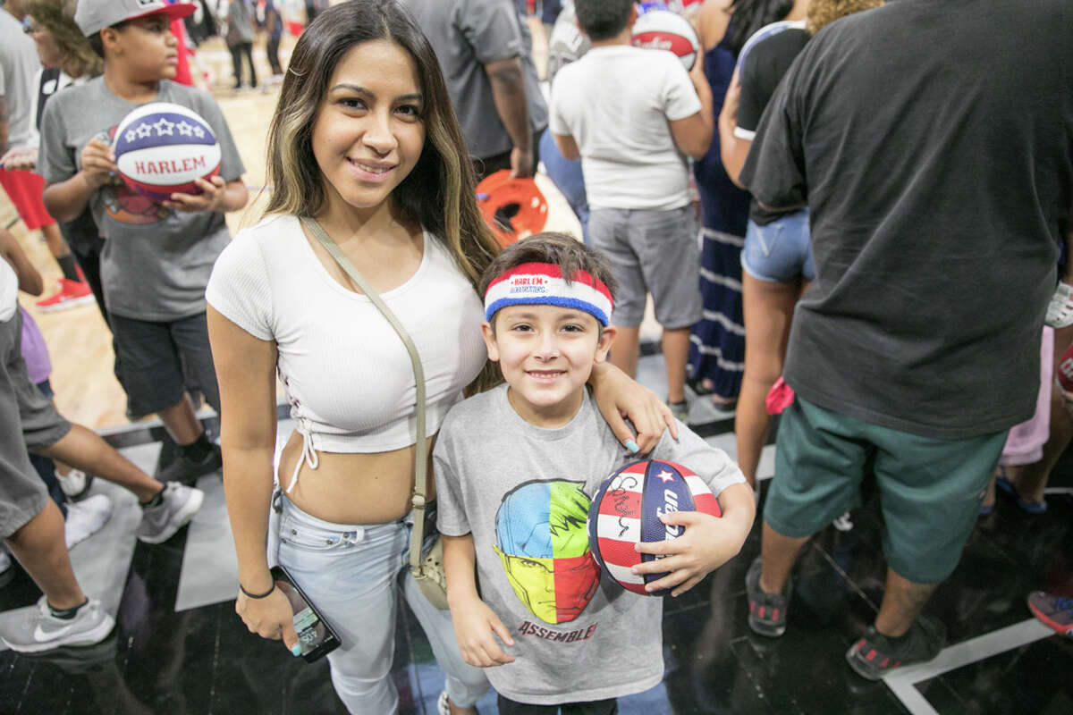 Fans of all ages were in awe when they came to see The Harlem Globetrotters at the AT&T Center in San Antonio on Saturday, July 14, 2018. The showcase featured four-point shots, the largest female roster in the team's history, and plenty of antics and acrobatics for fans to enjoy.