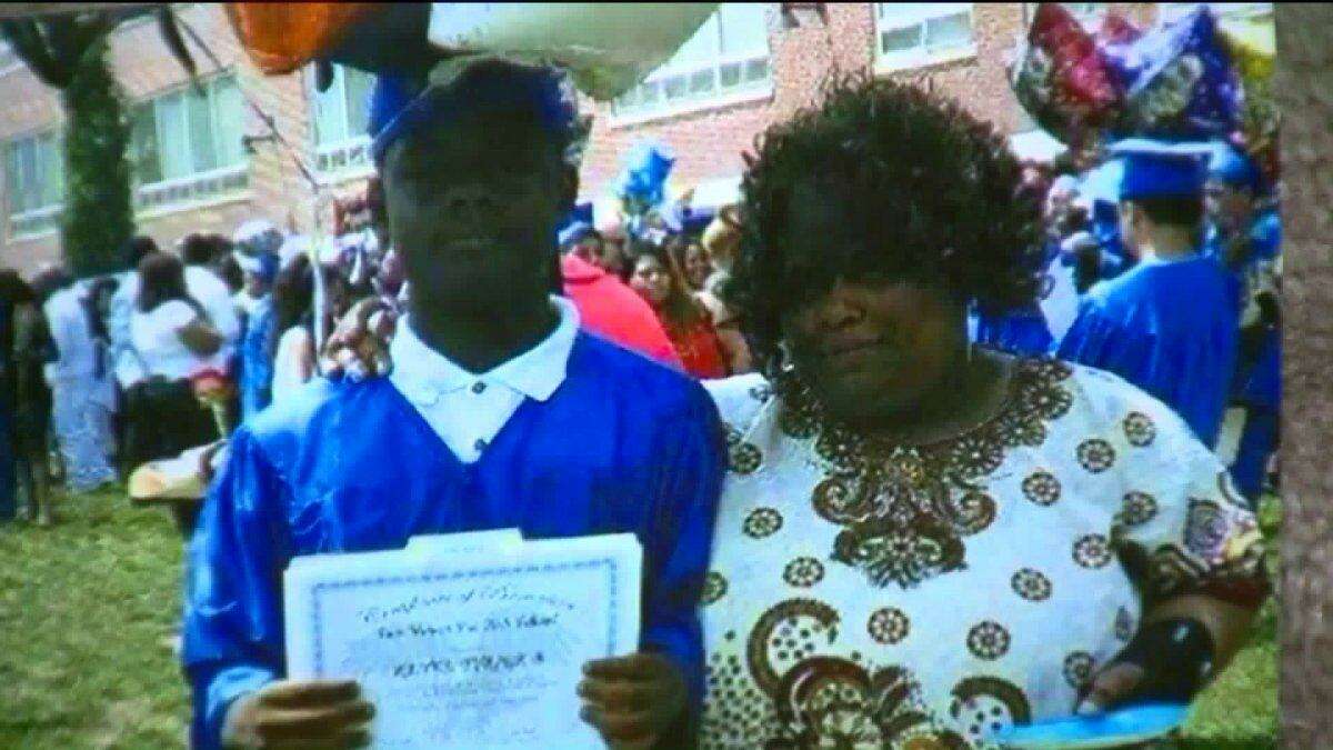 Tyrick Keyes, with his mother, Demethra Telford, at his middle school graduation. Tyrick was fatally shot July 16, 2017, near his Newhallville home.