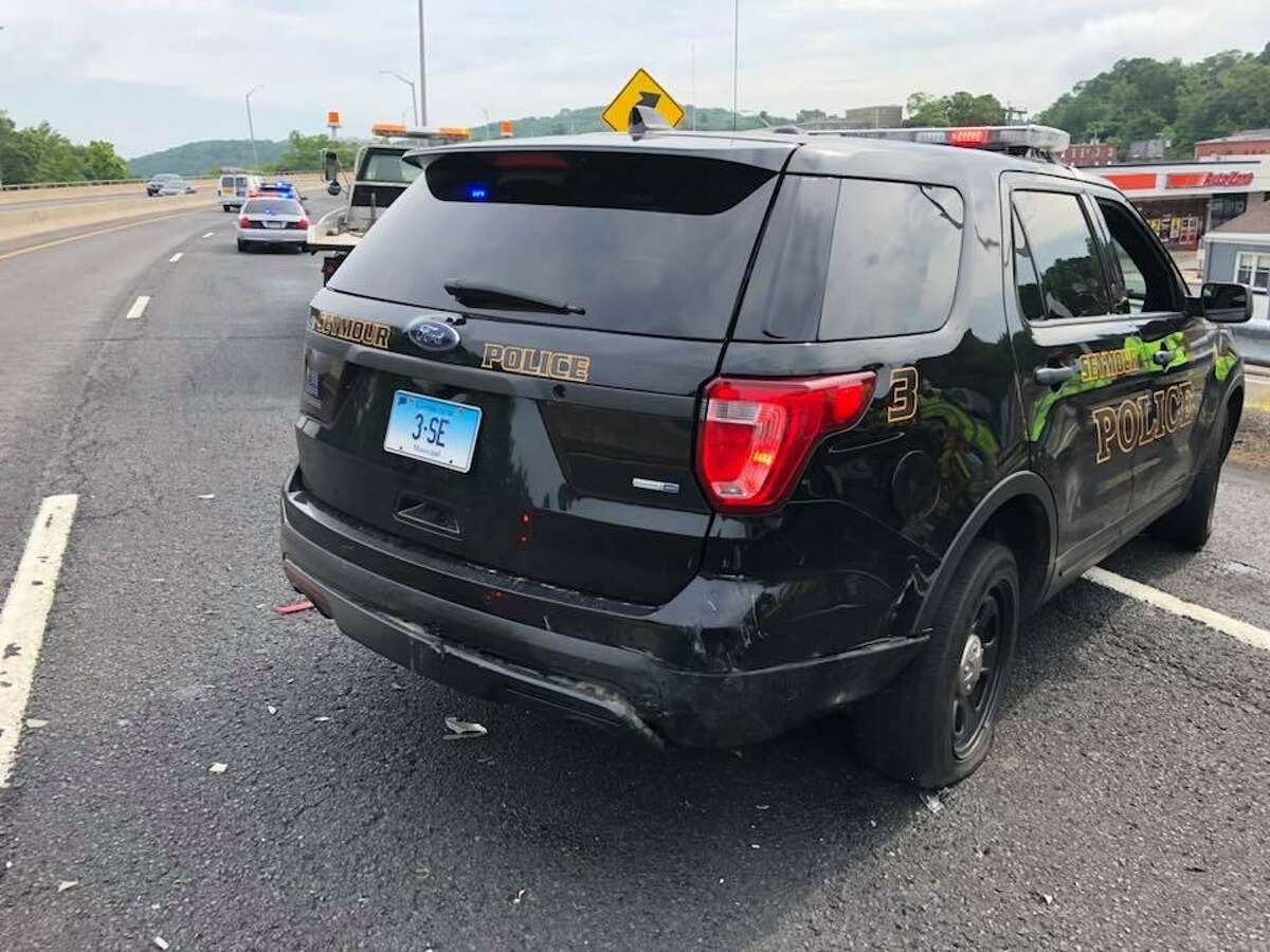 Seymour police cruiser hit on Route 8