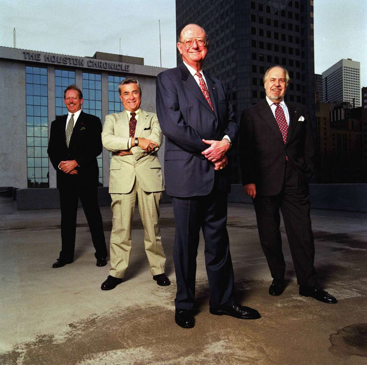 Chronicle executives Jack Sweeney, left, Gene McDavid, Richard "J.V." Johnson and Jack Loftis.
