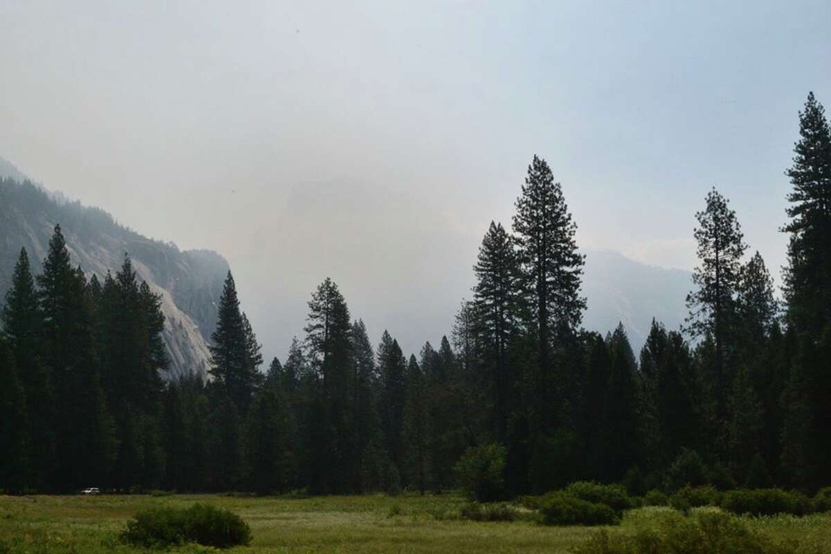 Smoke is seen in Yosemite National Park. The Ferguson Fire in Mariposa County had burned through 4,310 acres and was just 2 percent contained Sunday evening, fire officials said.