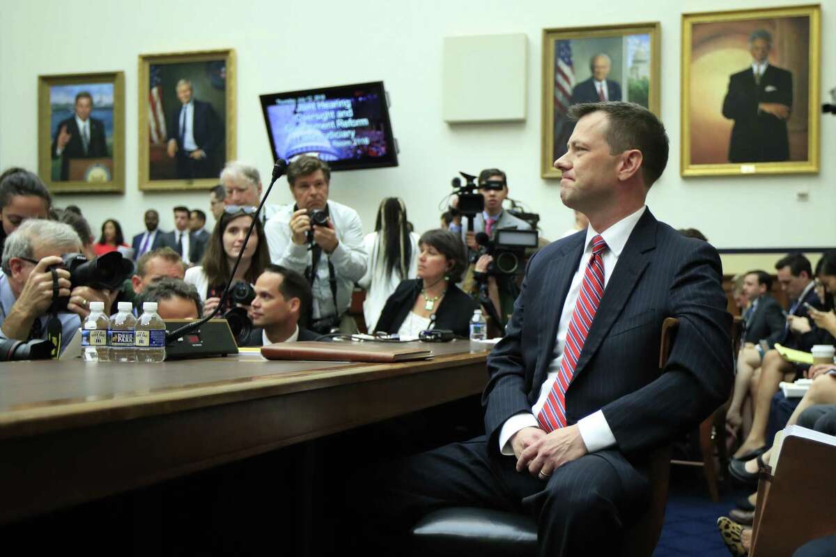 FBI Deputy Assistant Director Peter Strzok, waits for the start of a House Judiciary Committee joint hearing on “oversight of FBI and Department of Justice actions surrounding the 2016 election” on Capitol Hill July 12.