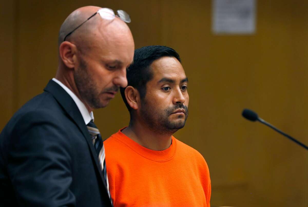 Orlando Vilchez Lazo appears in Department 9 of Superior Court for a hearing at the Hall of Justice in San Francisco, Calif. on Tuesday, July 17, 2018. Lazo�s arraignment on multiple rape charges was postponed two days and bail was revoked.
