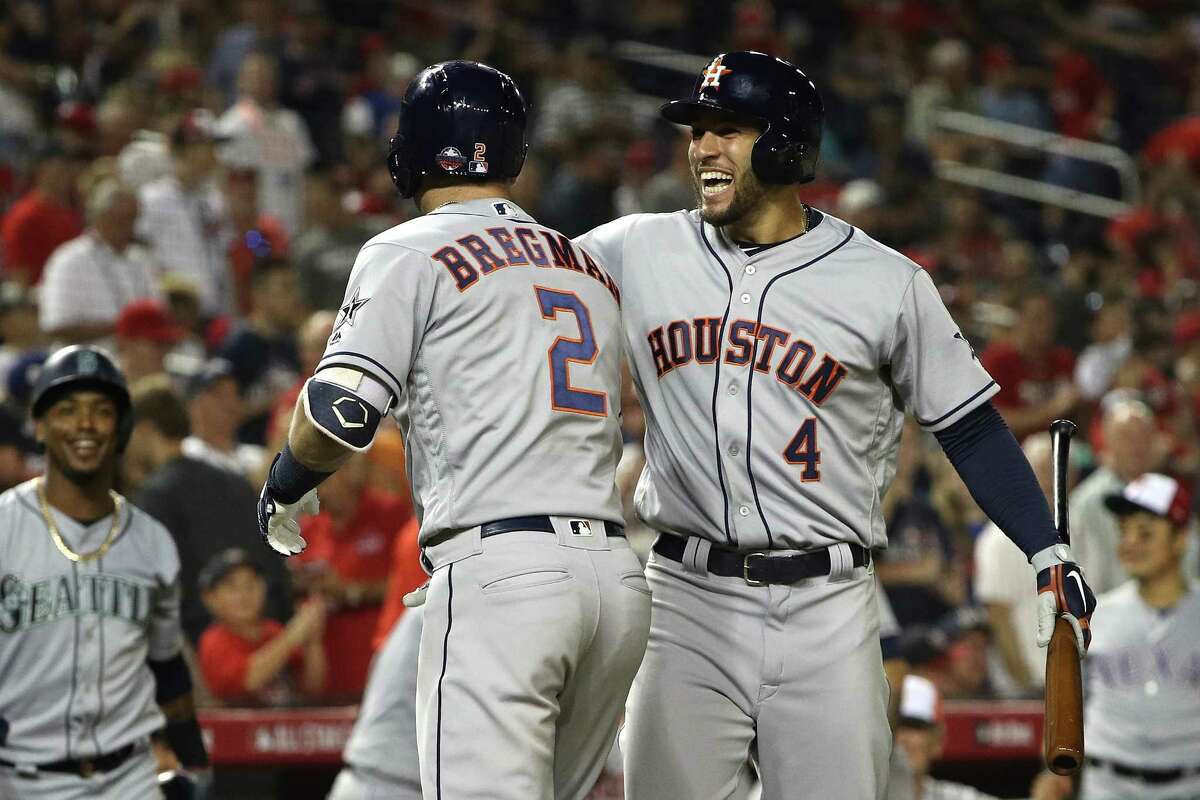 PHOTOS: A look at the Astros in the All-Star Game WASHINGTON, DC - JULY 17: Alex Bregman #2 of the Houston Astros and the American League celebrates with George Springer #4 of the Houston Astros and the American League after hitting a solo home run in the tenth inning during the 89th MLB All-Star Game, presented by Mastercard at Nationals Park on July 17, 2018 in Washington, DC.