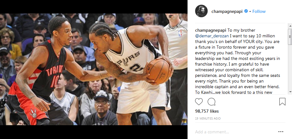 Drake still has a Kawhi Leonard jersey hanging in his home - Article -  Bardown