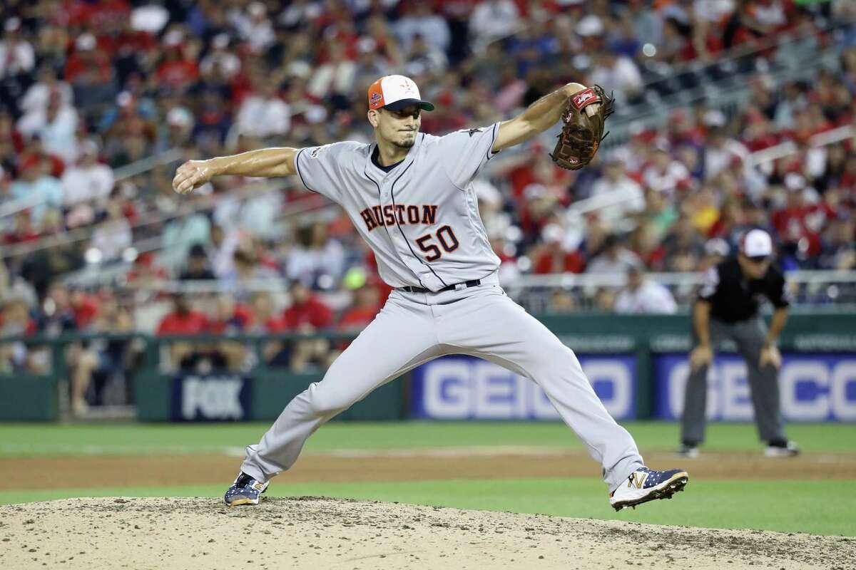 AL pitcher Charlie Morton of the Houston Astros and delivers during the seventh inning against the National League during the 89th MLB All-Star Game at Nationals Park on Tuesday.