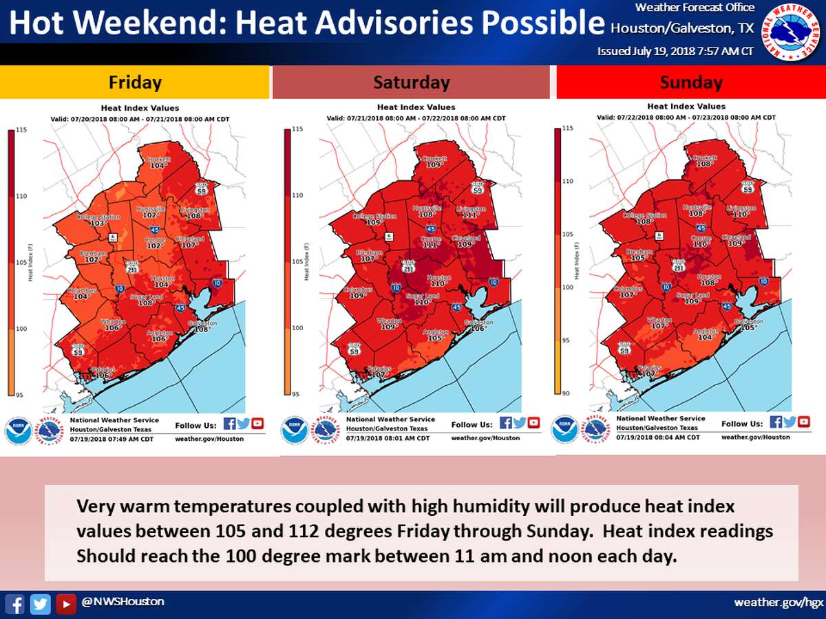 Heat advisories could be called for the weekend of Friday, July 20, 2018.