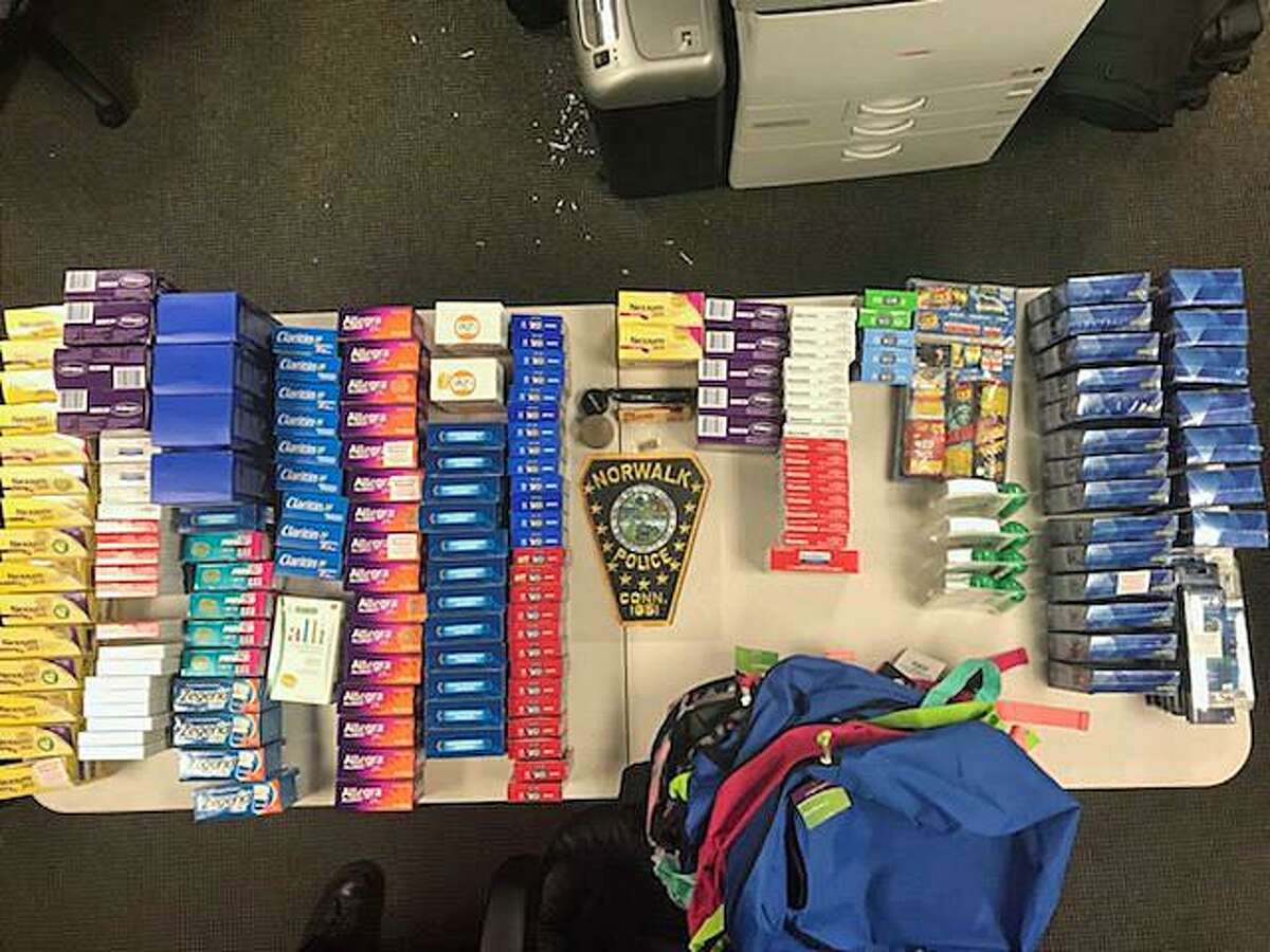 Four New York men were arrested on July 17, 2018 on charges of organized retail theft, third-degree larceny, possession of a shoplifting device, possession of marijuana and conspiracy. The men got the attention of police who observed suspicious activity at two Norwalk pharmacies. Among the items stolen were multiple boxes of teeth whitening strips, Claritin and Allegra allergy medicines, and Rogaine foam for fuller and richer hair.