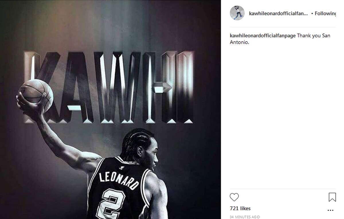 "Thank you San Antonio," the caption on a post by the official Kawhi Leonard fanpage reads.