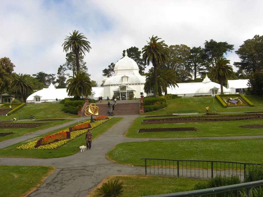 the conservatory of flowers in massive golden gate park in san