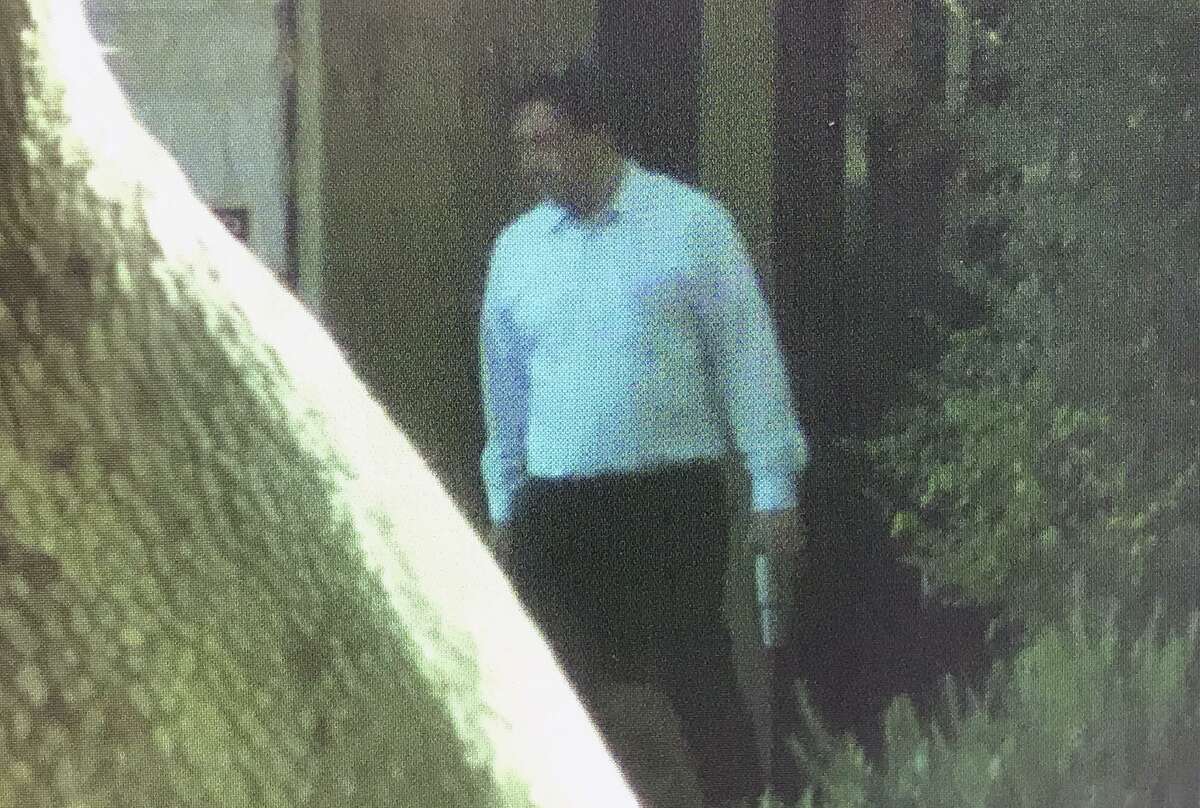 A grab from a July 2 video shows Pete Gallego exiting the Austin house he shares with his wife. The home is outside the Senate district in which he’s running.