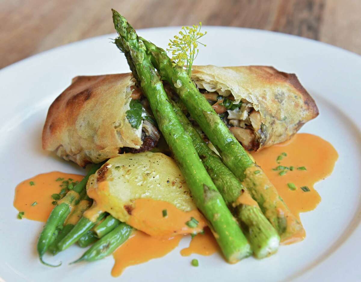Wiltbank Farm mushroom strudel with goat cheese, and sofrito sauce at Miss Lucy's Kitchen on Thursday, July 12, 2018 in Saugerties, N.Y. (Lori Van Buren/Times Union)