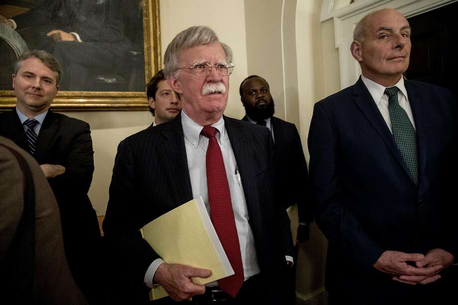 PHOTOS: White House in-fighting
National security adviser John Bolton, left, and chief of staff John Kelly fought over immigration and border crossings in a heated argument outside the Oval Office on Thursday, Oct. 18, 2018, according to three people familiar with the episode.

>>> See Trump administration officials who have resigned or been fired ... Photo: Andrew Harnik, Associated Press