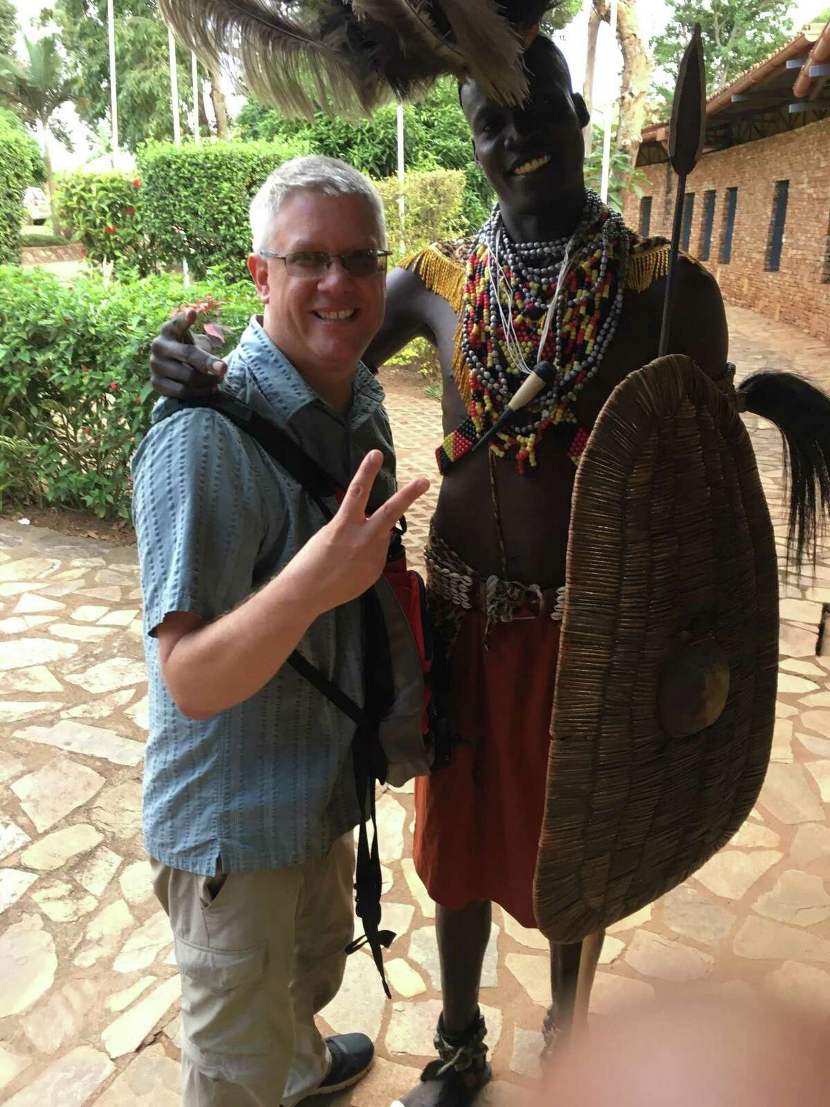 William Davis, a technology teacher at Rhodes Middle School, is shown in a photo he sent his daughter while traveling in Uganda. It was the last photo she received from her father, who died in an accident in Uganda.