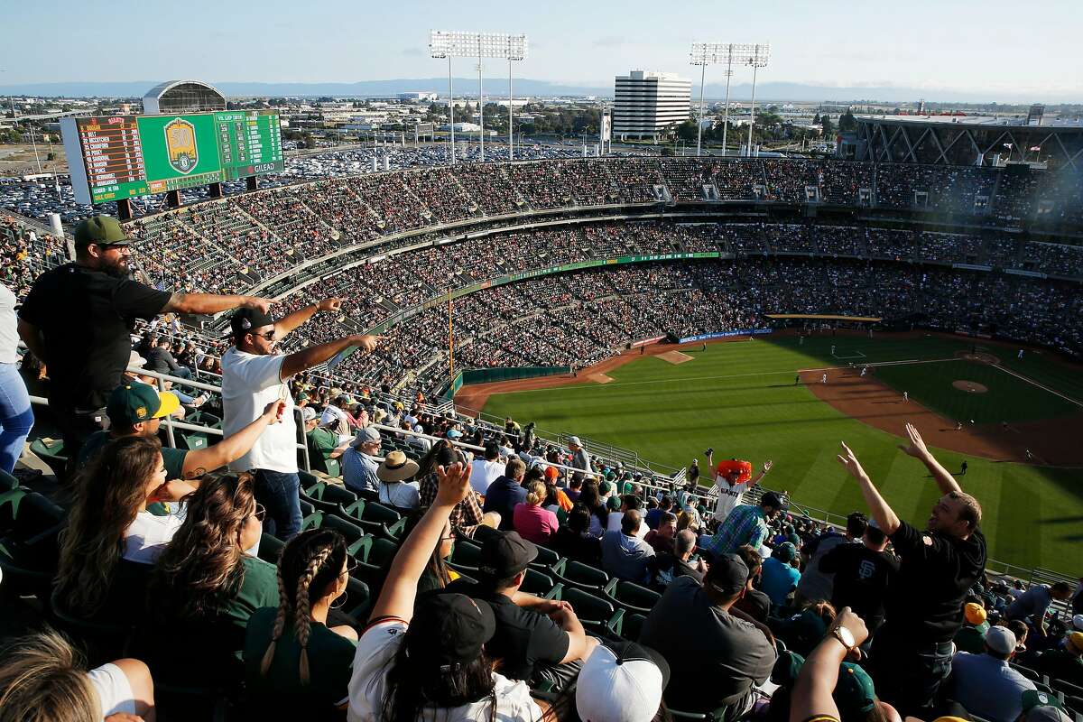 The Oakland Coliseum's Mount Davis during an MLB game between the Oakland Athletics and San Francisco Giants on Saturday, July 21, 2018, in Oakland, Calif. For the first time in 13 years, the A�s opened Mount Davis, the tallest deck in the Oakland Coliseum.