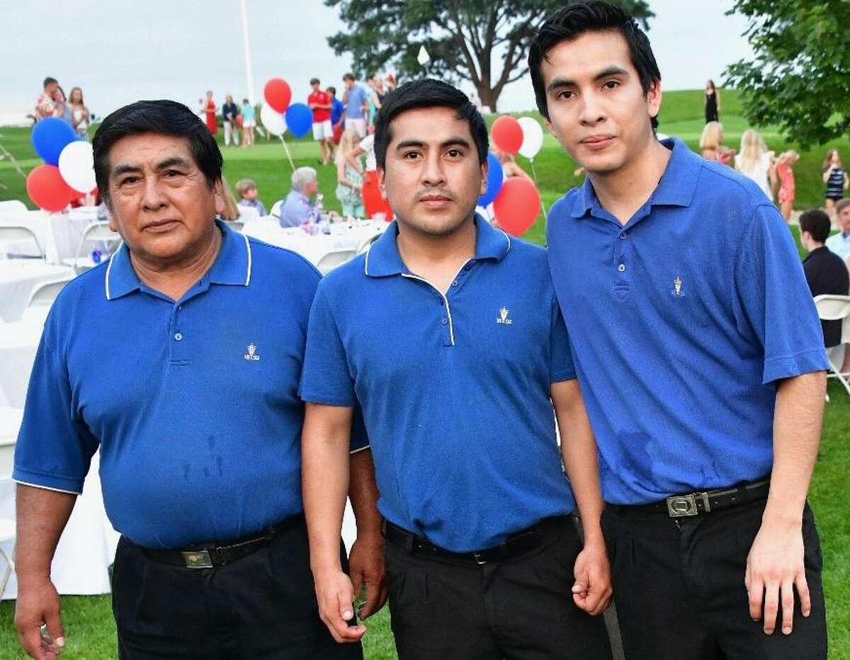 Romulo Chavez, and his two sons, John and Michael Chavez (l-r) all worked at the Greenwich Country Club. Michael Chavez was killed in a car crash July 9, and his brother, John, was badly injured.