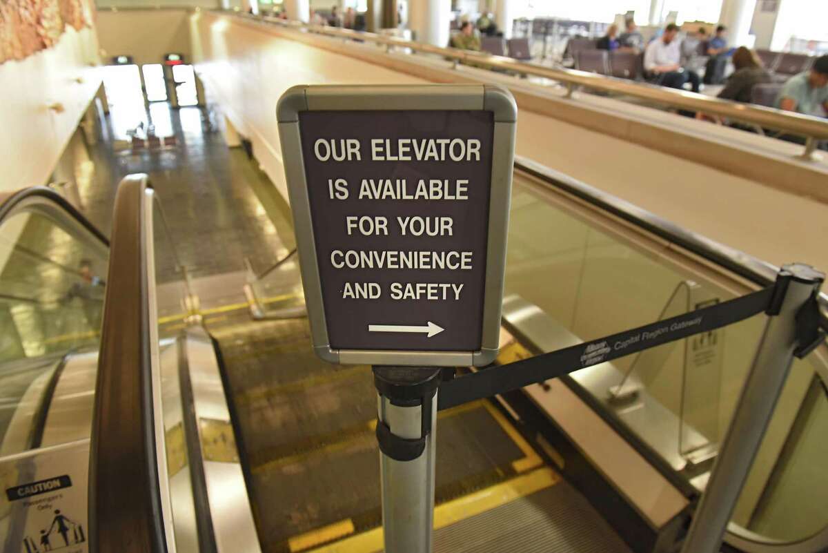 A new escalator near some gates will be one of the terminal improvements at the Albany International Airport on Monday, July 23, 2018 in Colonie, N.Y. (Lori Van Buren/Times Union)