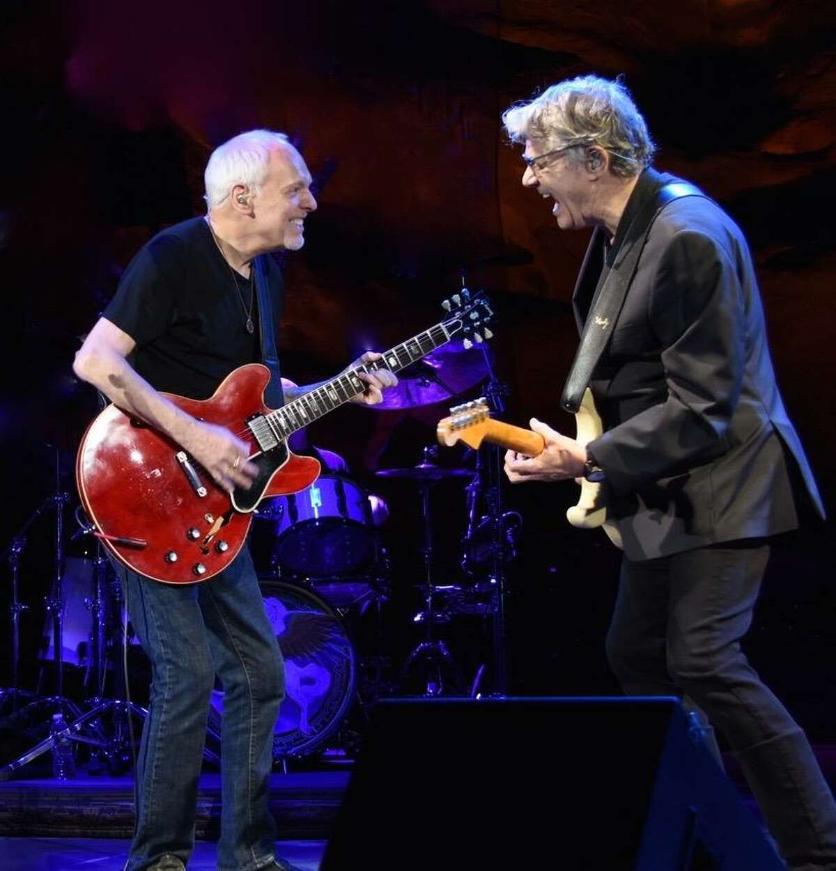 Peter Frampton (left) performs with Steve Miller. The pair will play the Smart Financial Centre in Sugar Land this Saturday.