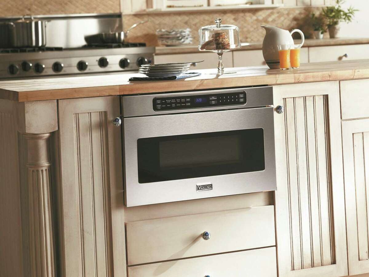 A popular time and space saver is the microwave drawers, like this 1,000-watt model from Viking. Built into, and accessed via, a drawer in the cabinets, these ovens eliminate the need to bend down or reach up to get hot food as you would with, respectively, a countertop or over-the-range microwave. They also have a cleaner look, although you?’ll pay for the aesthetics ?— anywhere from $900 to $1,200 per oven, according to one appliance retailer.