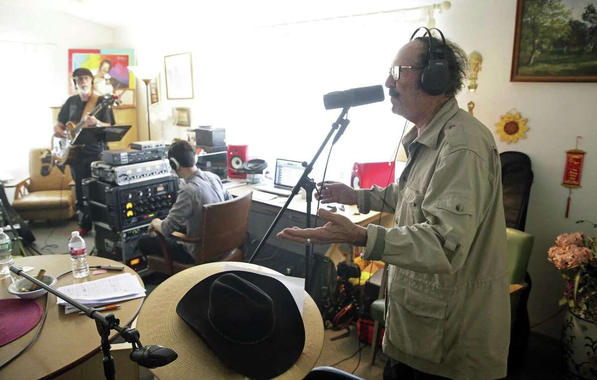 Kinky Friedman works on his new album in the summer of 2017. (That’s former Express-News music writer Jim Beal Jr. playing bass.) The new album is a serious singer-songwriter effort. The songs include “Autographs in the Rain,” “Back to Grace” and “Sayin’ Goodbye.”