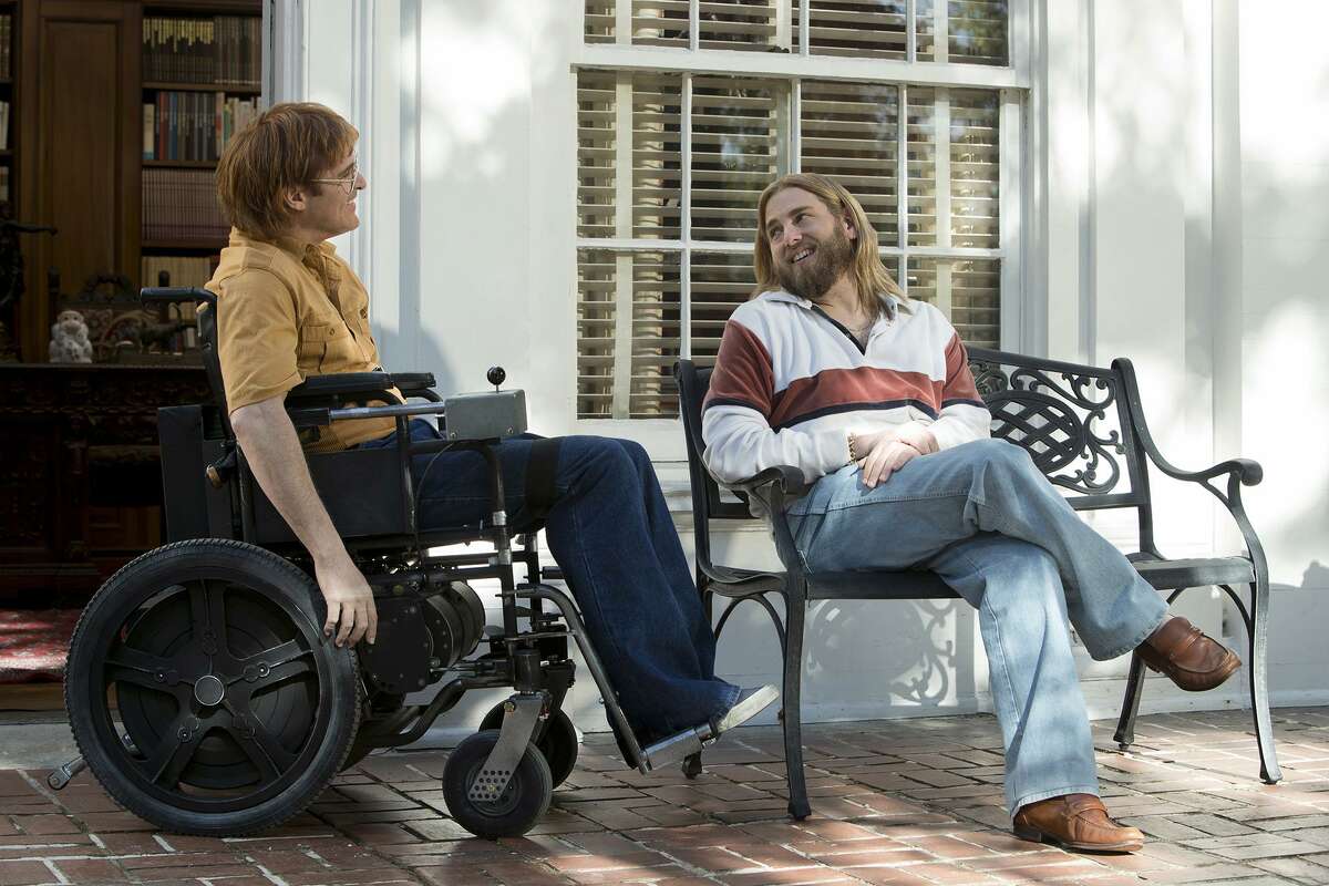 Joaquin Phoenix, left, as John Callahan and Jonah Hill as the AA leader Donnie in “Don’t Worry, He Won’t Get Far on Foot.”