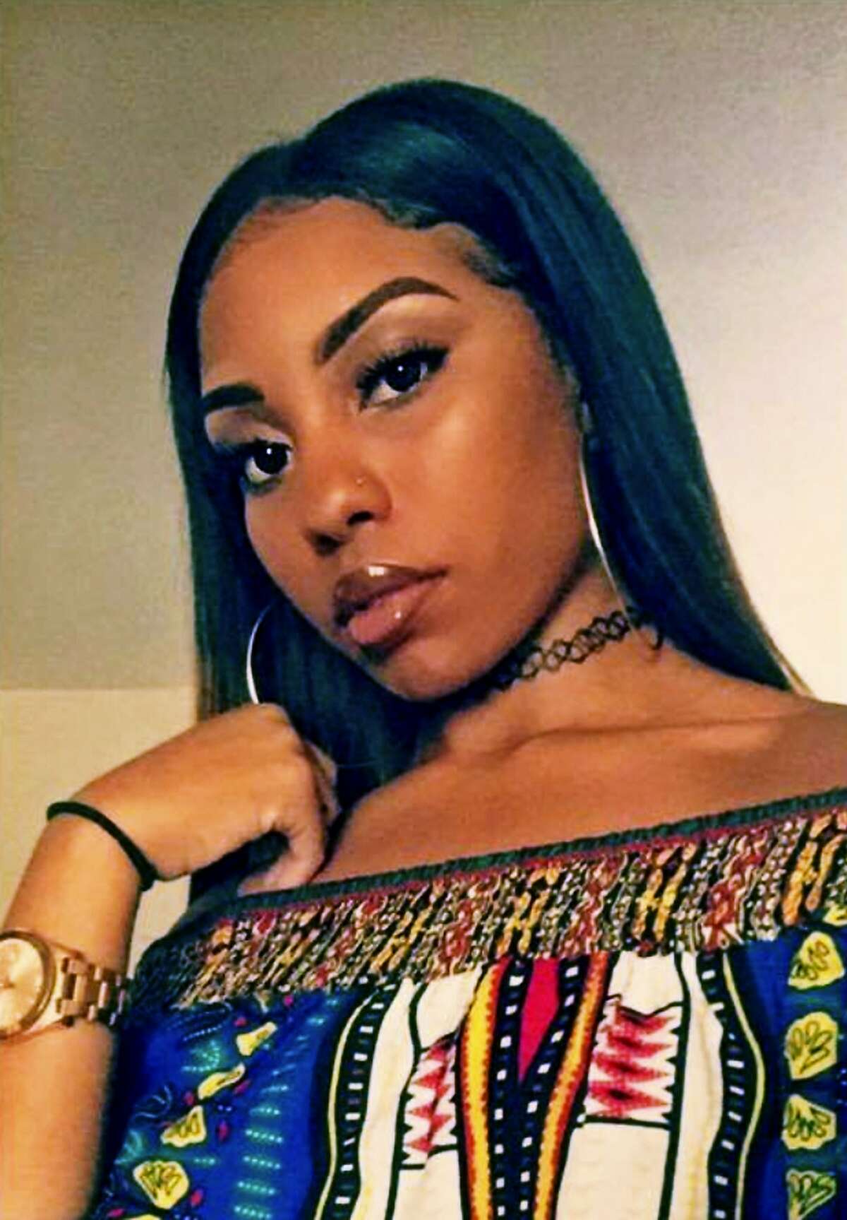This July 3, 2017, photo provided by Ebony Monroe shows her cousin Nia Wilson in a selfie, who was killed in an unprovoked stabbing attack at a Bay Area Rapid Transit station in Oakland, Calif., Sunday, July 22, 2018.
