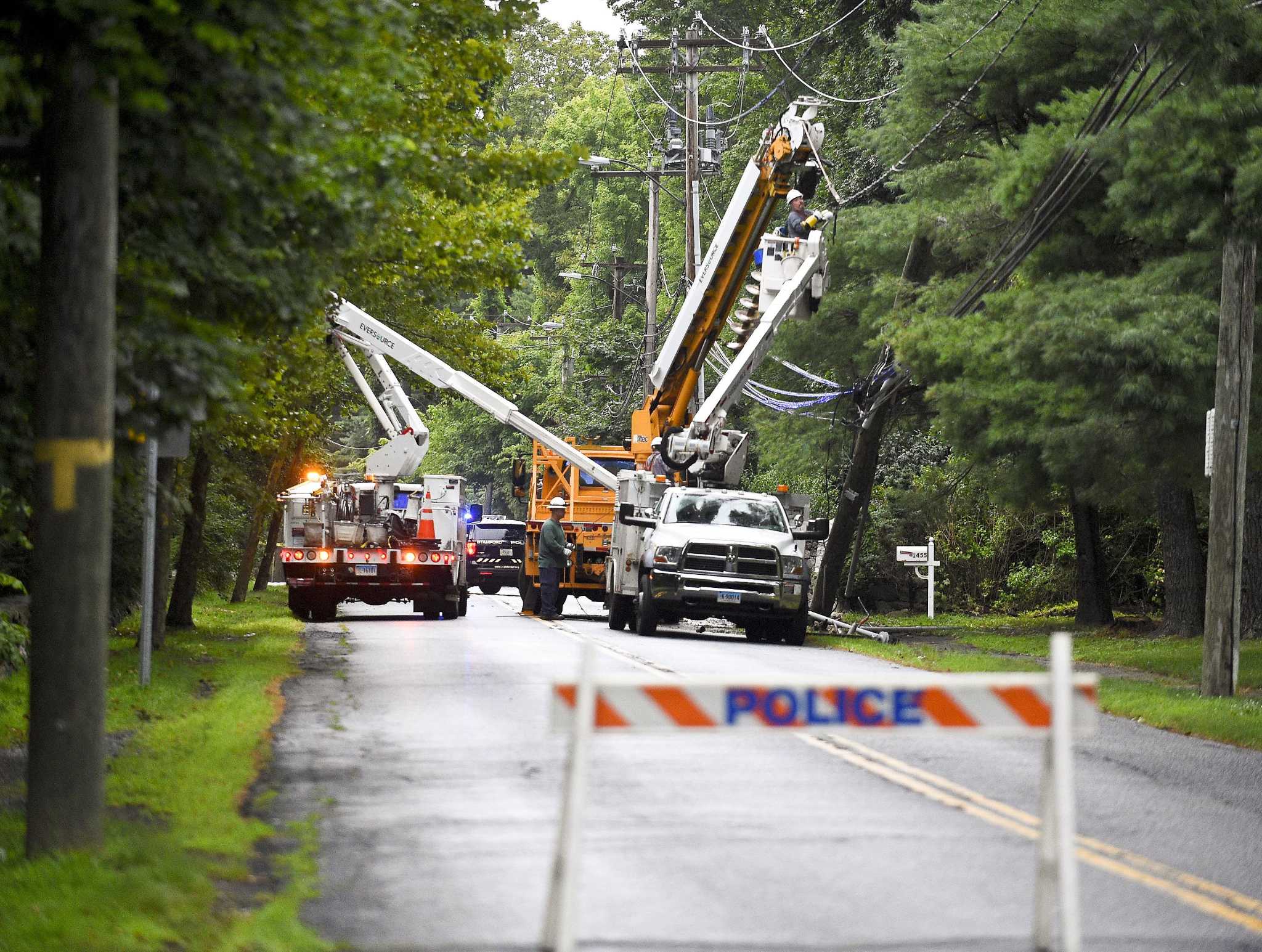 Stamford residents without power after car crashed into utility pole