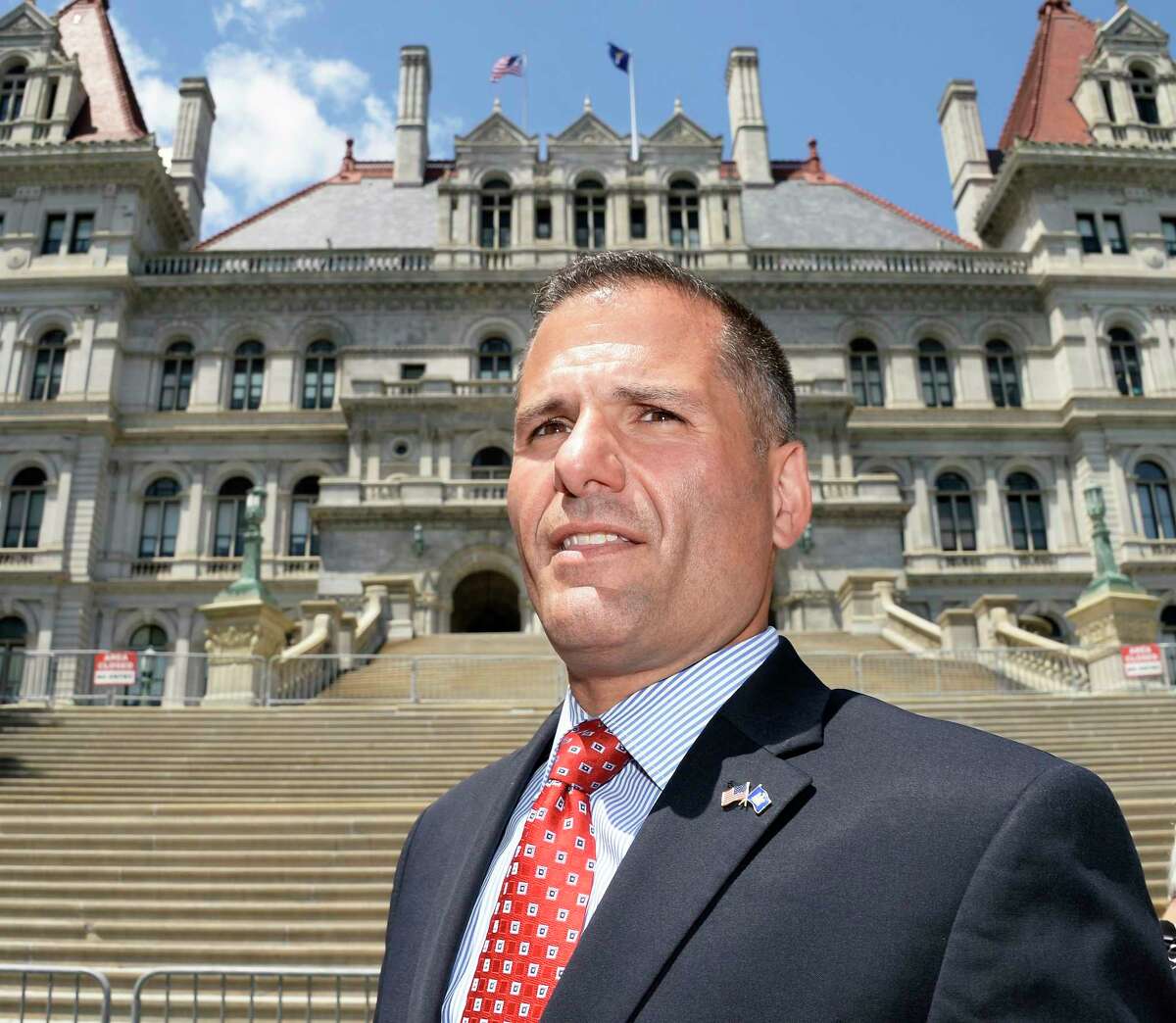 Gubernatorial Candidate Marc Molinaro arrives at the Capitol to call on the office of the United States Attorney to investigate possible federal laws broken by Governor Andrew Cuomo Wednesday July 18, 2018 in Albany, NY. (John Carl D'Annibale/Times Union)