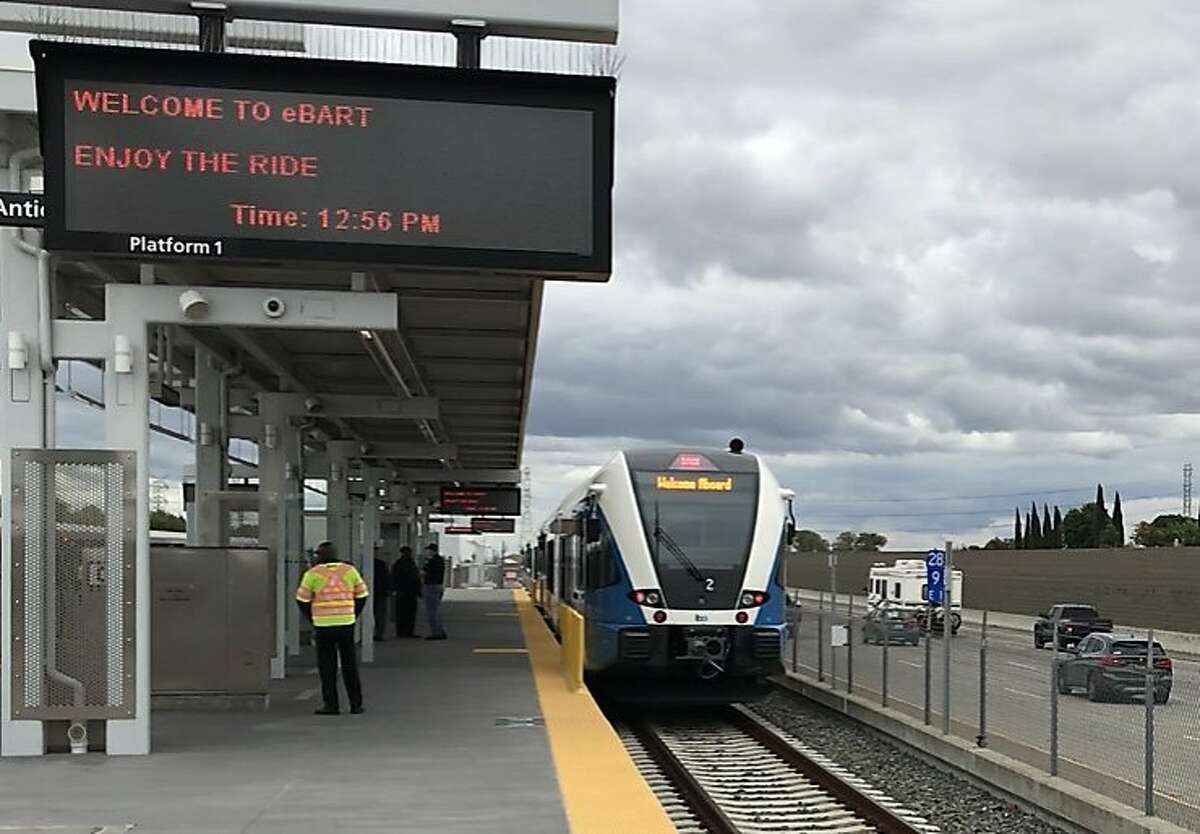 A train departs Antioch station on BART's new extension in eastern Contra Costa County.