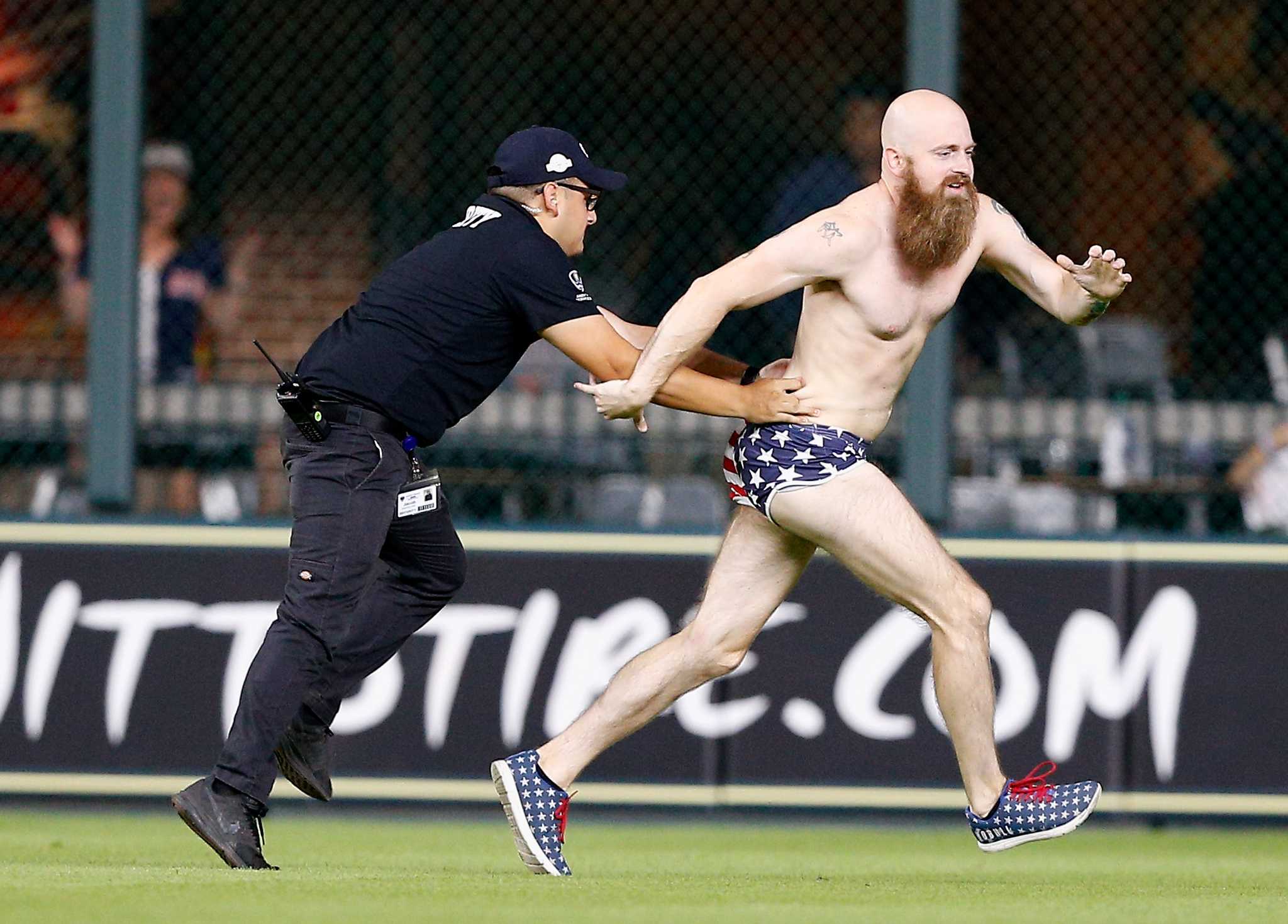 On his birthday, Orbit decided to go streaking through Minute Maid Park