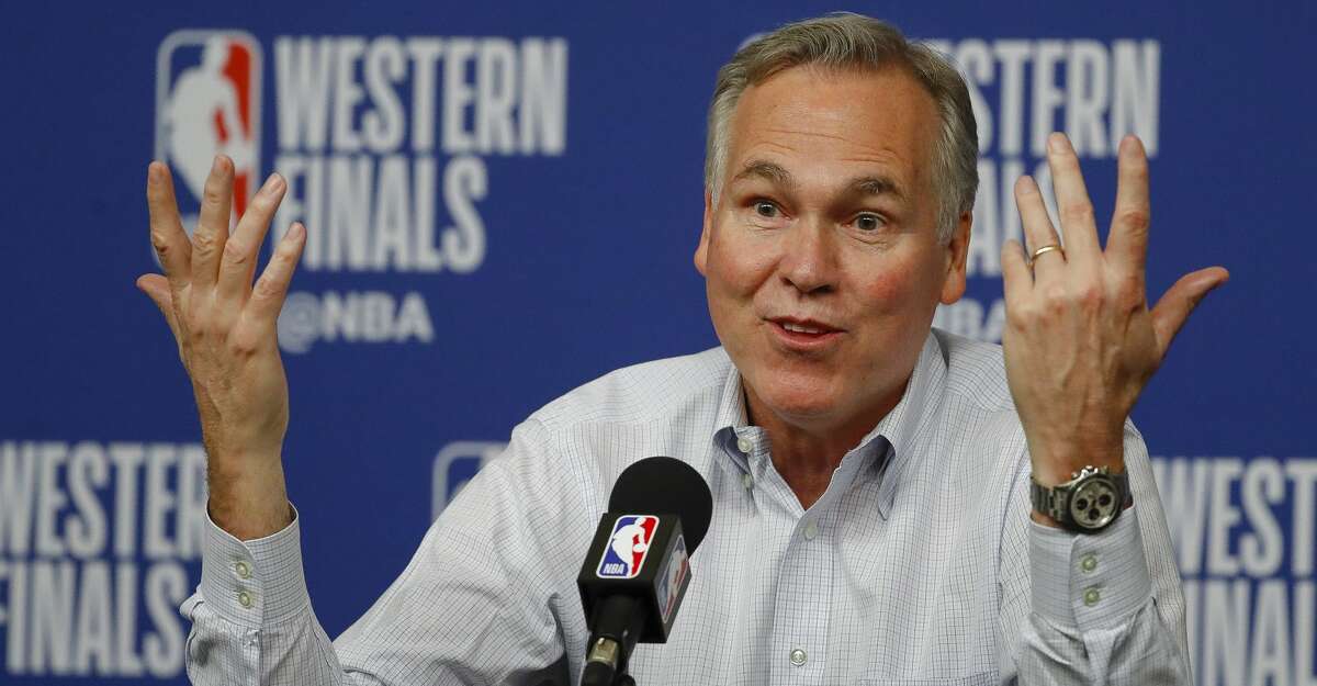 Houston Rockets head coach Mike D'Antoni talks to members of the media after losing to the Golden State Warriors 101-92 in Game 7 of an NBA Western Conference Finals at Toyota Center Monday, May 28, 2018, in Houston. ( Karen Warren / Houston Chronicle )