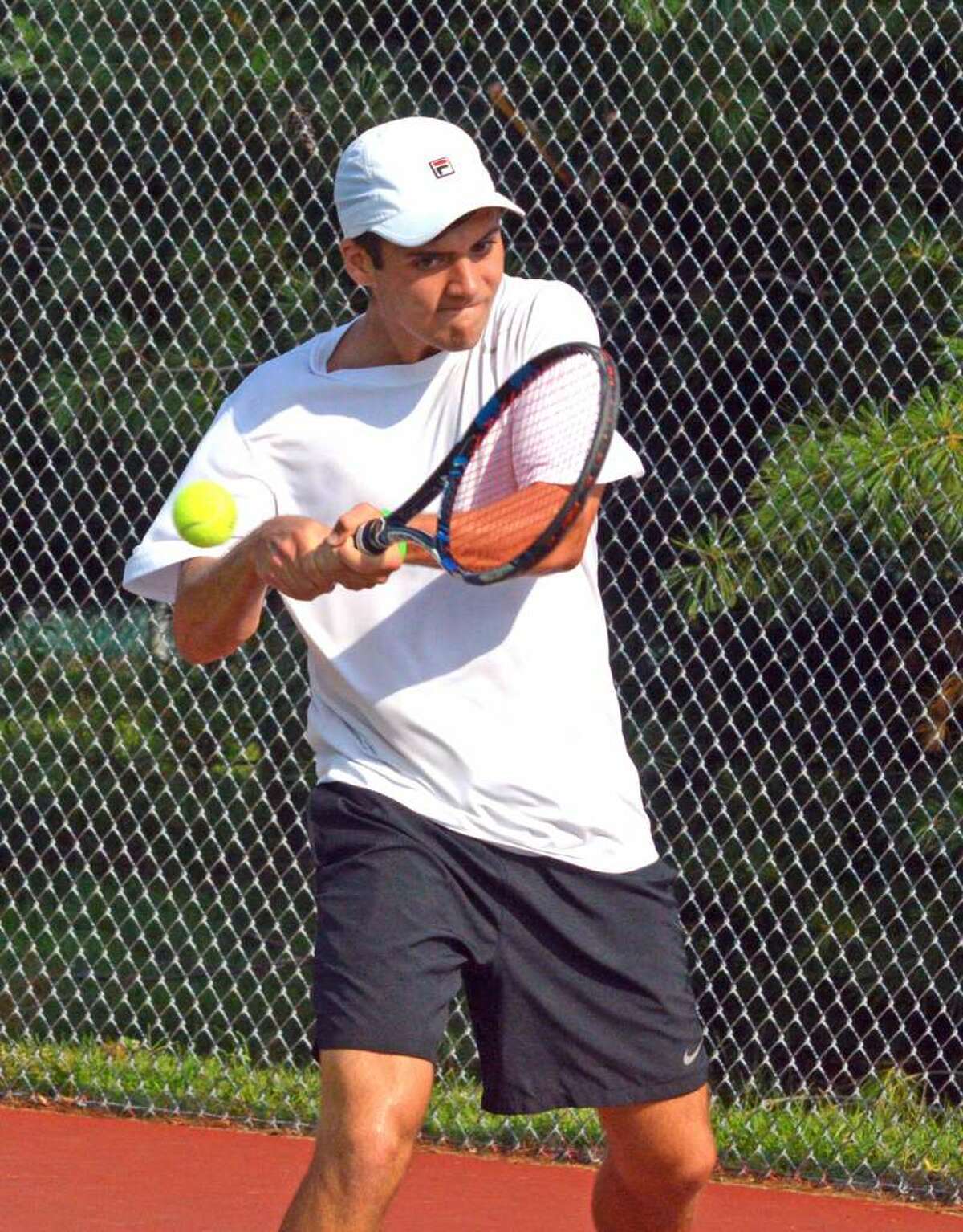 Seth Lipe, who will be a senior at EHS, hits a two-handed backhand during last year’s Pro Wild Card Challenge.
