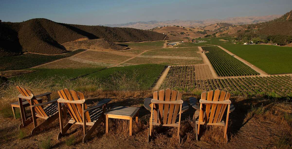 A hilltop offers panoramic views of the acres of vineyards that cover the property at Eden Rift Vineyards on Thursday, 7/26, 2018, in Hollister, California. Eden Rift Vineyards is a historic property in Hollister that has been revived by a new owner.