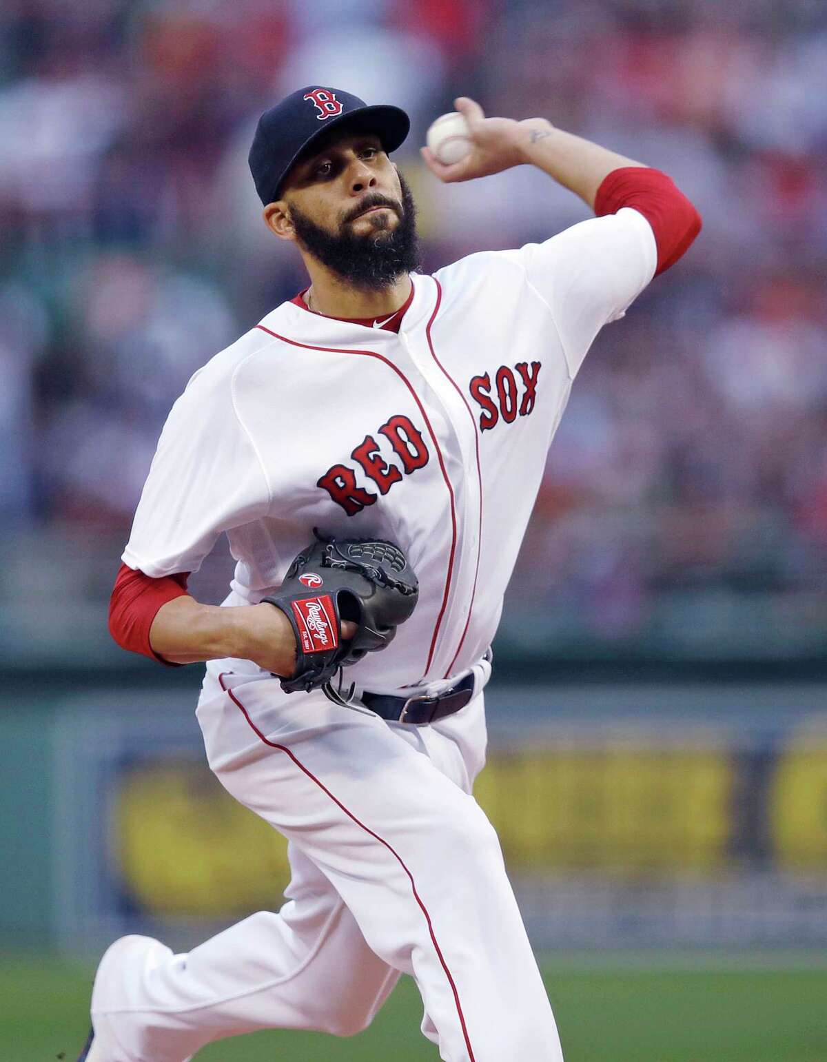 Boston Red Sox starting pitcher David Price delivers during the first inning of a baseball game against the Philadelphia Phillies at Fenway Park in Boston, Monday, July 30, 2018. (AP Photo/Charles Krupa)