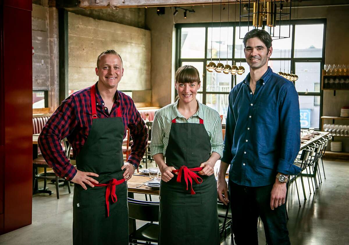 Left to right: chef David Nayfeld, pastry chef Angela Pinkerton and co/owner Matt Brewer of Che Fico in San Francisco, Calif. is seen on May 18th, 2018.