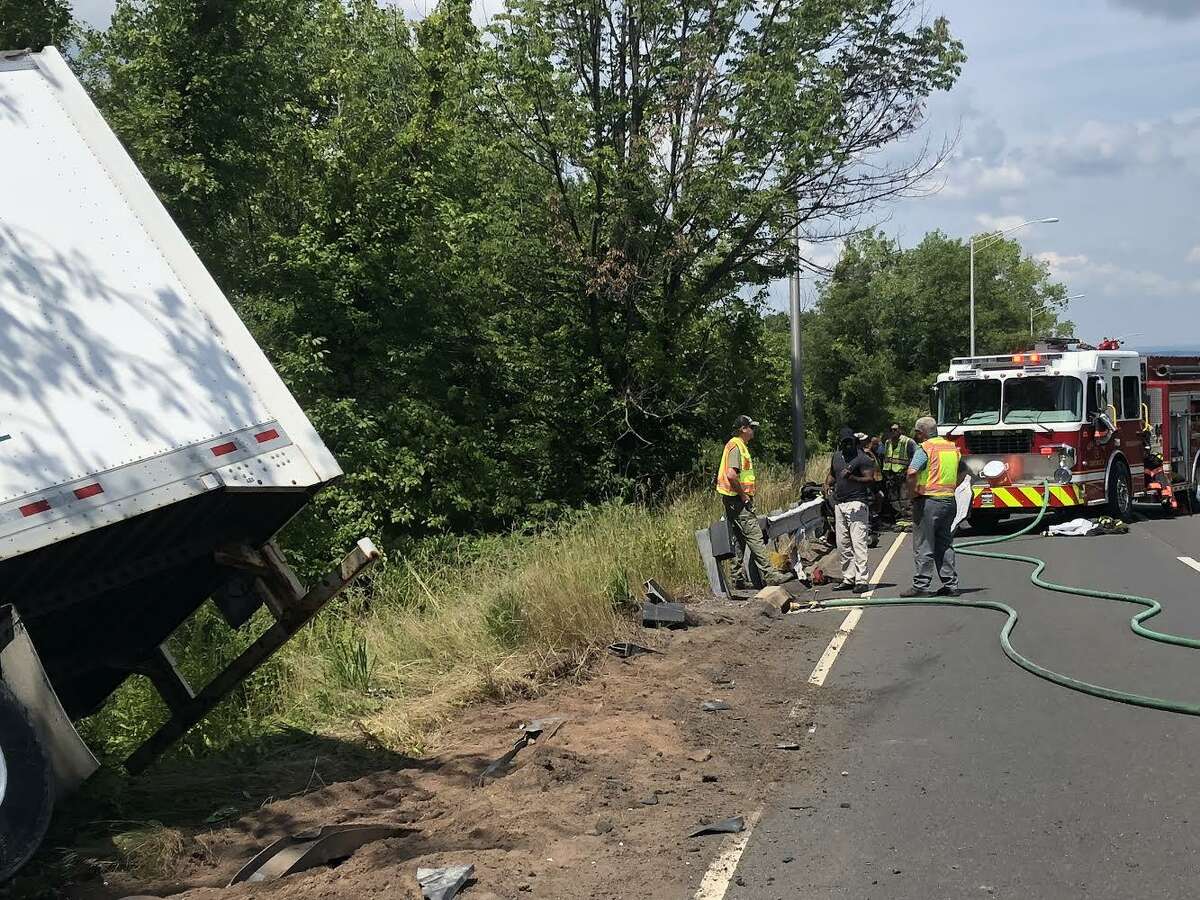 Middletown firefighters responded to a tractor-trailer rollover Tuesday morning on Route 9. The driver is being evaluated for injuries.
