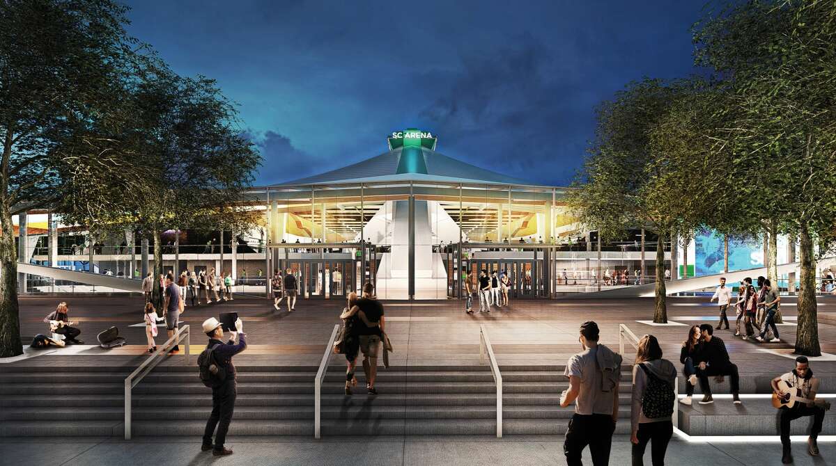 Renderings show Seattle's KeyArena renovated according to plans by Oak View Group, which announced on Tuesday that a joint venture between Skanska and AECOM Hunt would oversee the $700 million project as general contractor.