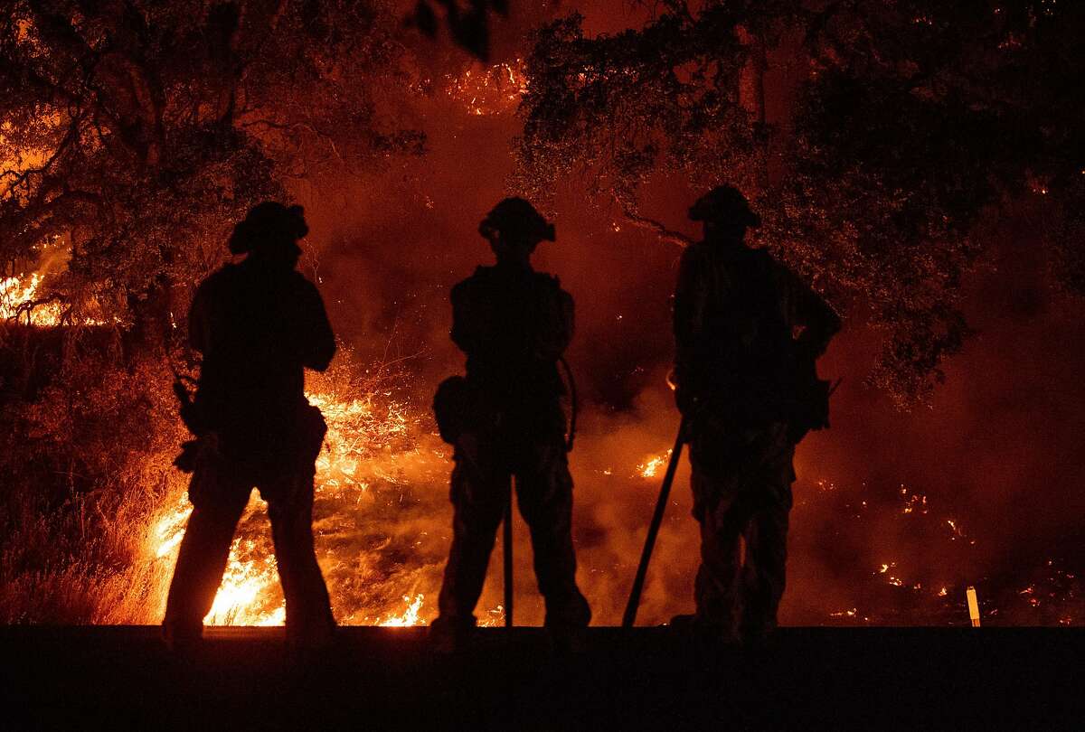 Firefighters at the Mendocino Complex fire. Santa Clara County firefighters were dangerously hobbled by poor internet service while they were helping battle the Mendocino Complex fire in July, the county’s fire chief contends in a federal court filing.