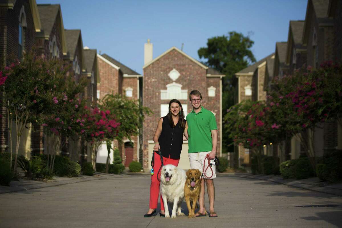 Laura Palmer and her fiancé Alex Mackay purchased a home before tying the knot believing it was a smarter financial decision than renting until the wedding. The medical residents picked a home that could allow them easy access to the Texas Medical Center and with enough space to be able have large pets. ( Marie D. De Jesús / Houston Chronicle )