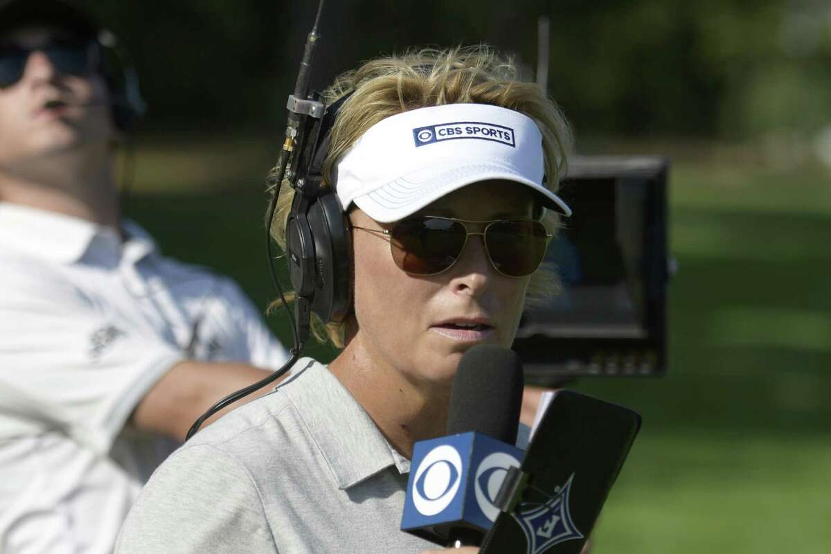PGA TOUR ON CBS PICTURED: Dottie Pepper CBS Sports On-Course Golf Reporter Barclay\'s Golf Tournament Bethpage Black Course, NY Photo Cr.: Timothy Kuratek CBS A?Ac.2016 CBS Broadcasting Inc. All Rights Reserved
