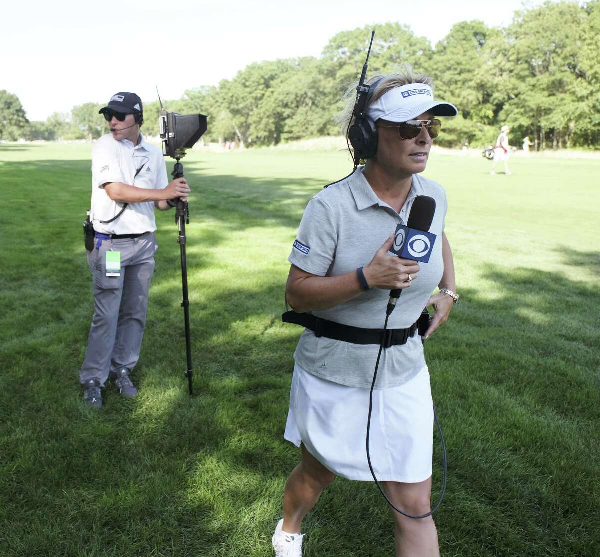 PGA TOUR ON CBS PICTURED: Dottie Pepper CBS Sports On-Course Golf Reporter Barclay\'s Golf Tournament Bethpage Black Course, NY Photo Cr.: Timothy Kuratek CBS A?Ac.2016 CBS Broadcasting Inc. All Rights Reserved